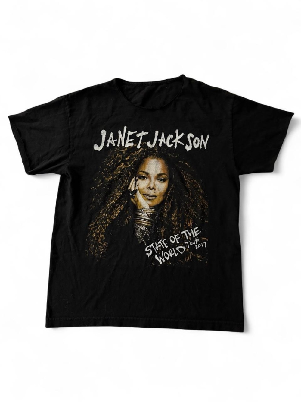 Janet Jackson Black Graphic 2017 World Tour Tee - Cut off